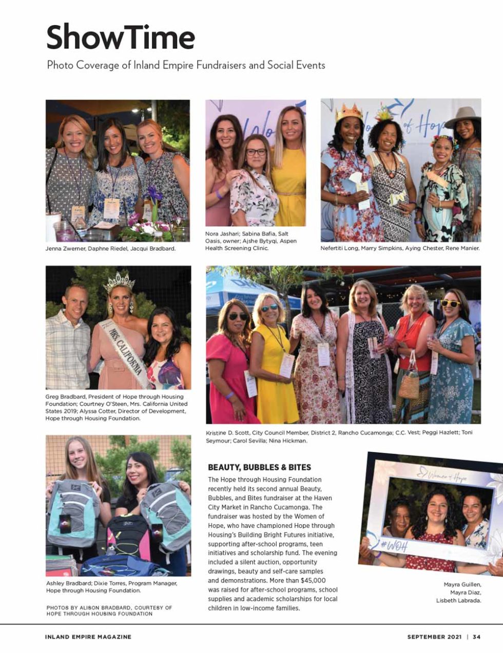 Beauty, Bubbles & Bites Featured in Inland Empire Magazine Hope