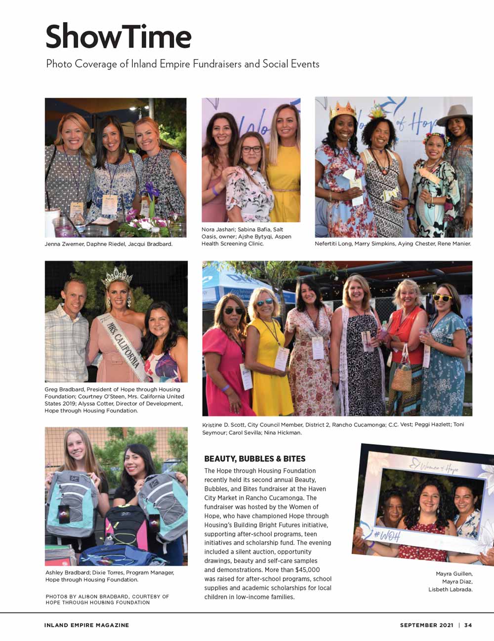 Beauty, Bubbles & Bites feature in Inland Empire Magazine